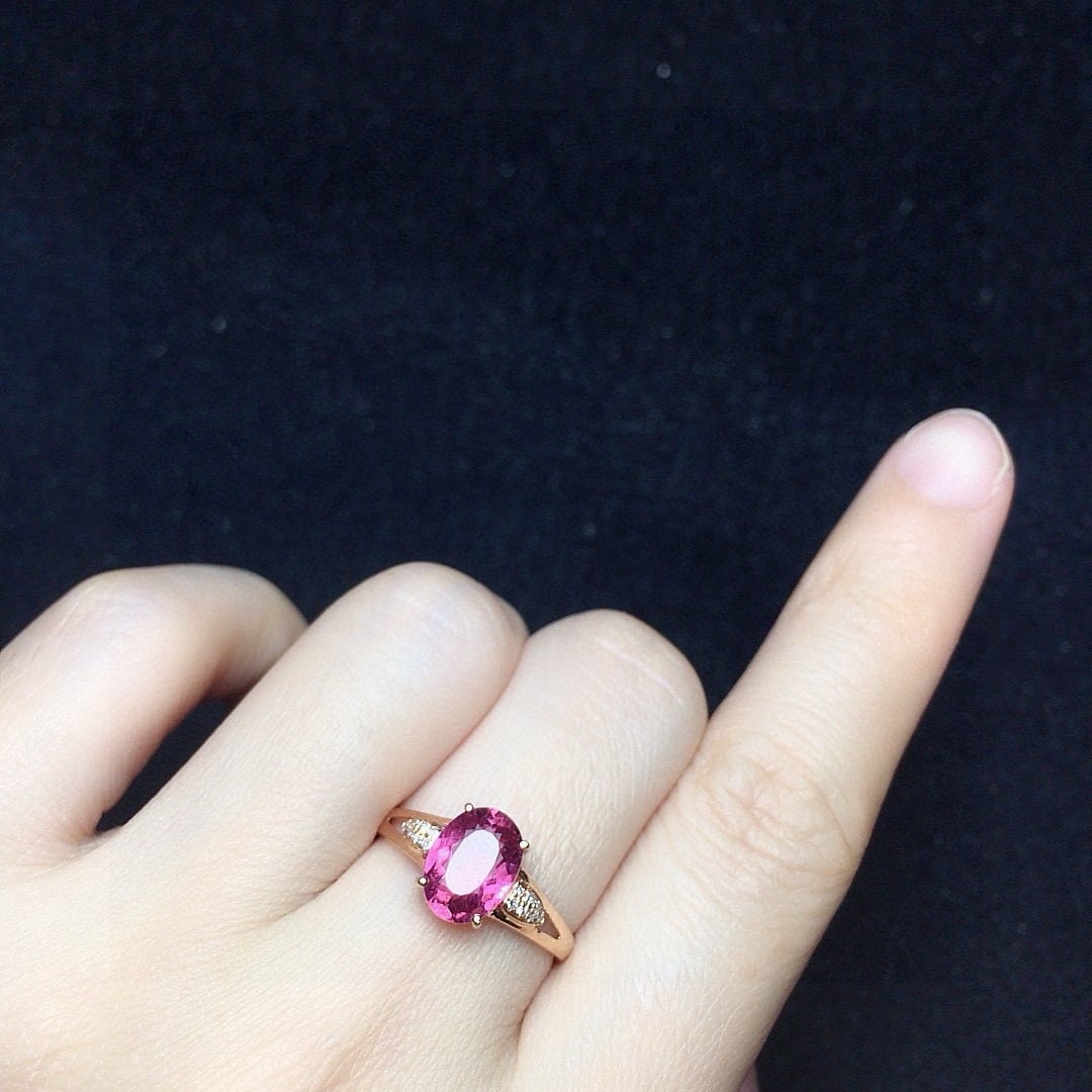 14k Gold 1.54 Ct Natural Tourmaline & Diamond Ring - 4