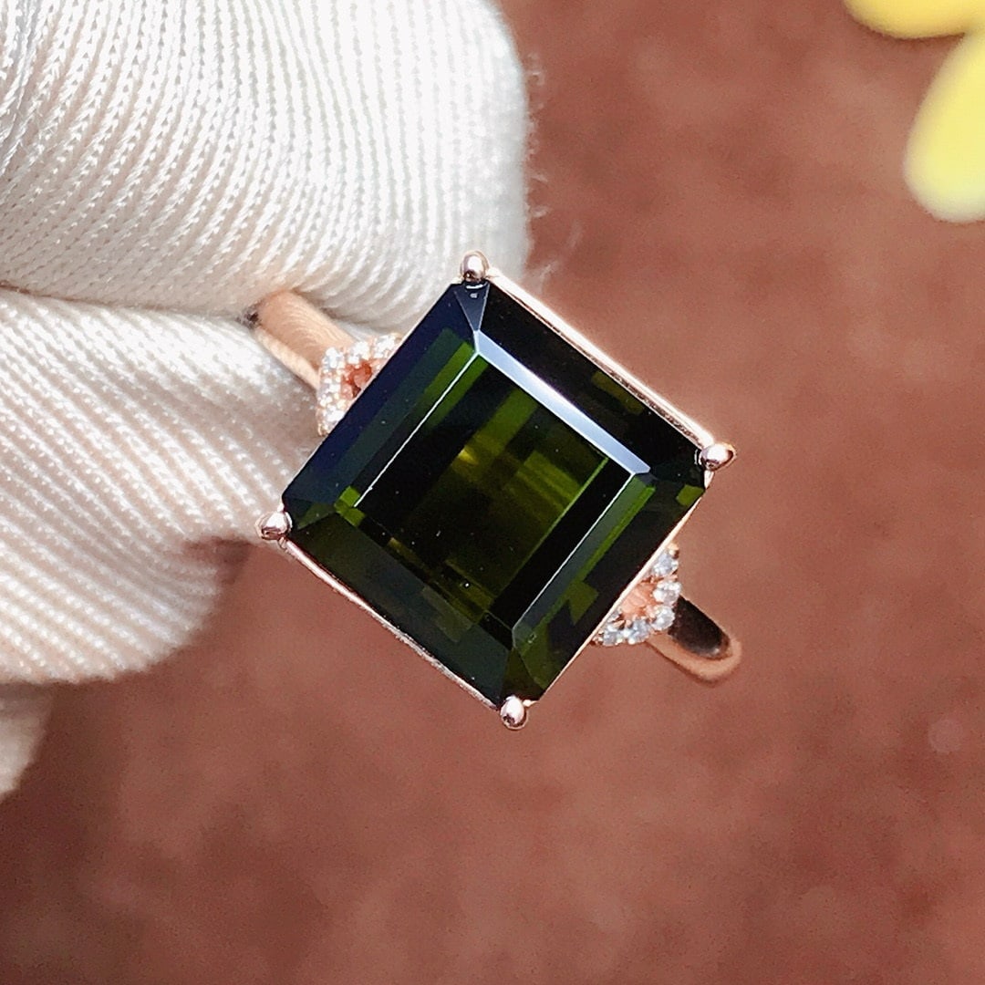 14k Gold 5.4 Ct Natural Tourmaline & Diamond Ring - 3