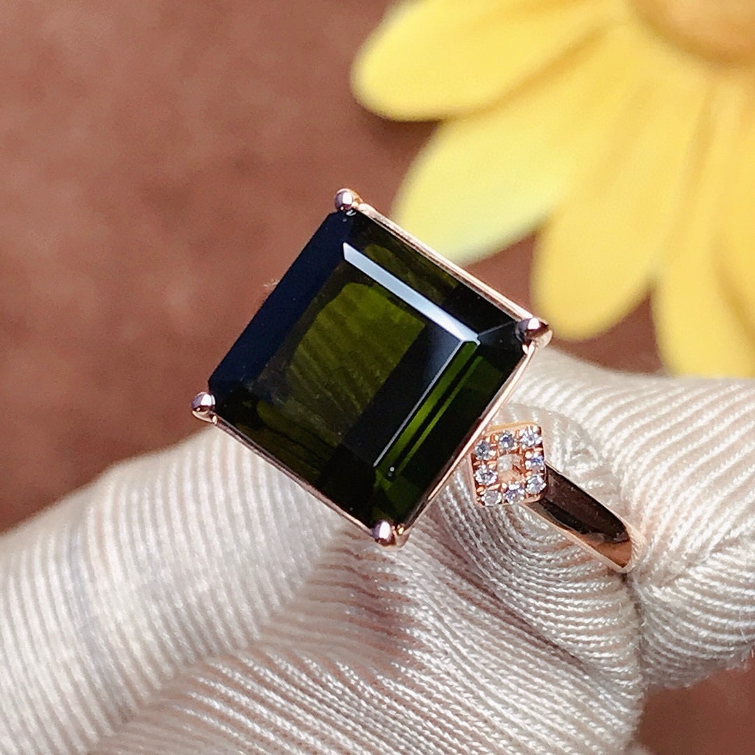 14k Gold 5.4 Ct Natural Tourmaline & Diamond Ring - 5
