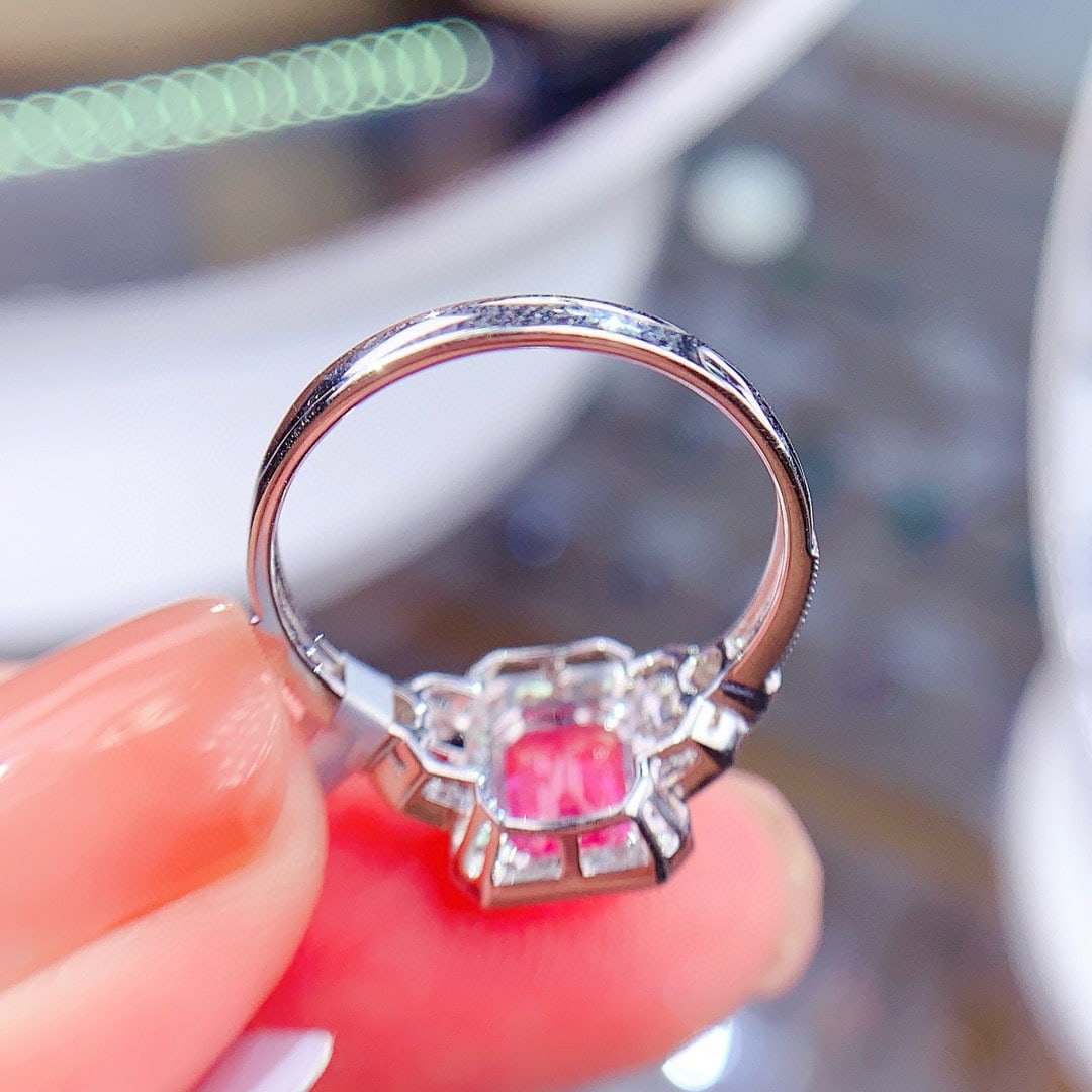 14k Gold 1.55 Ct Natural Padparadscha Sapphire & Diamond Ring - 6