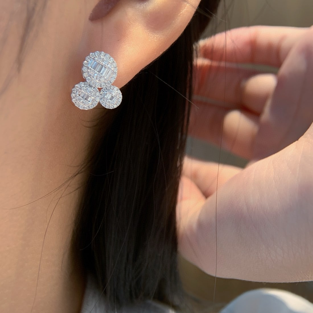 14k Gold 0.72 Ct Natural H Diamond Earrings - 5