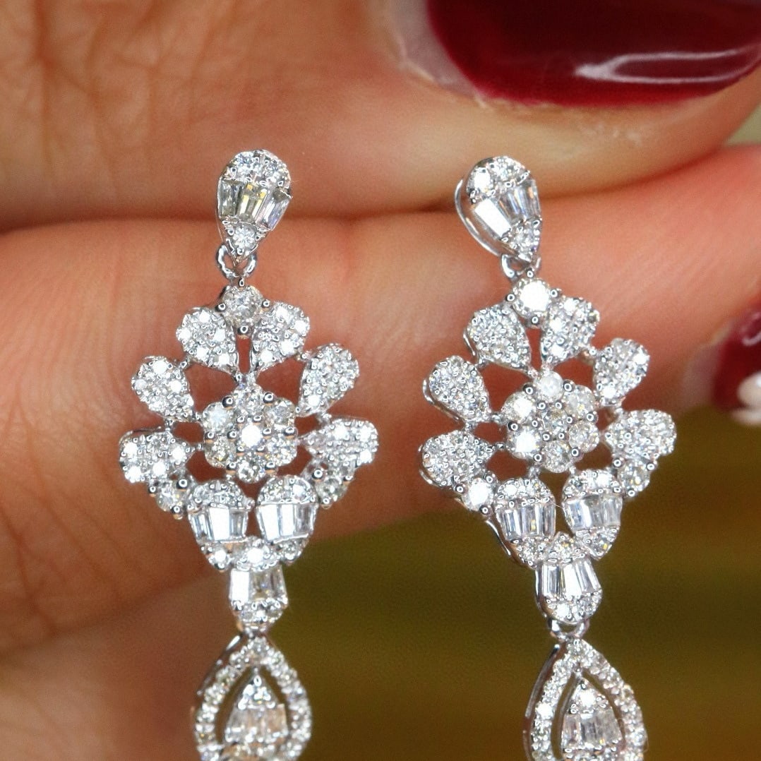 14k Gold 0.8 Ct Natural H Diamond Earrings - 2