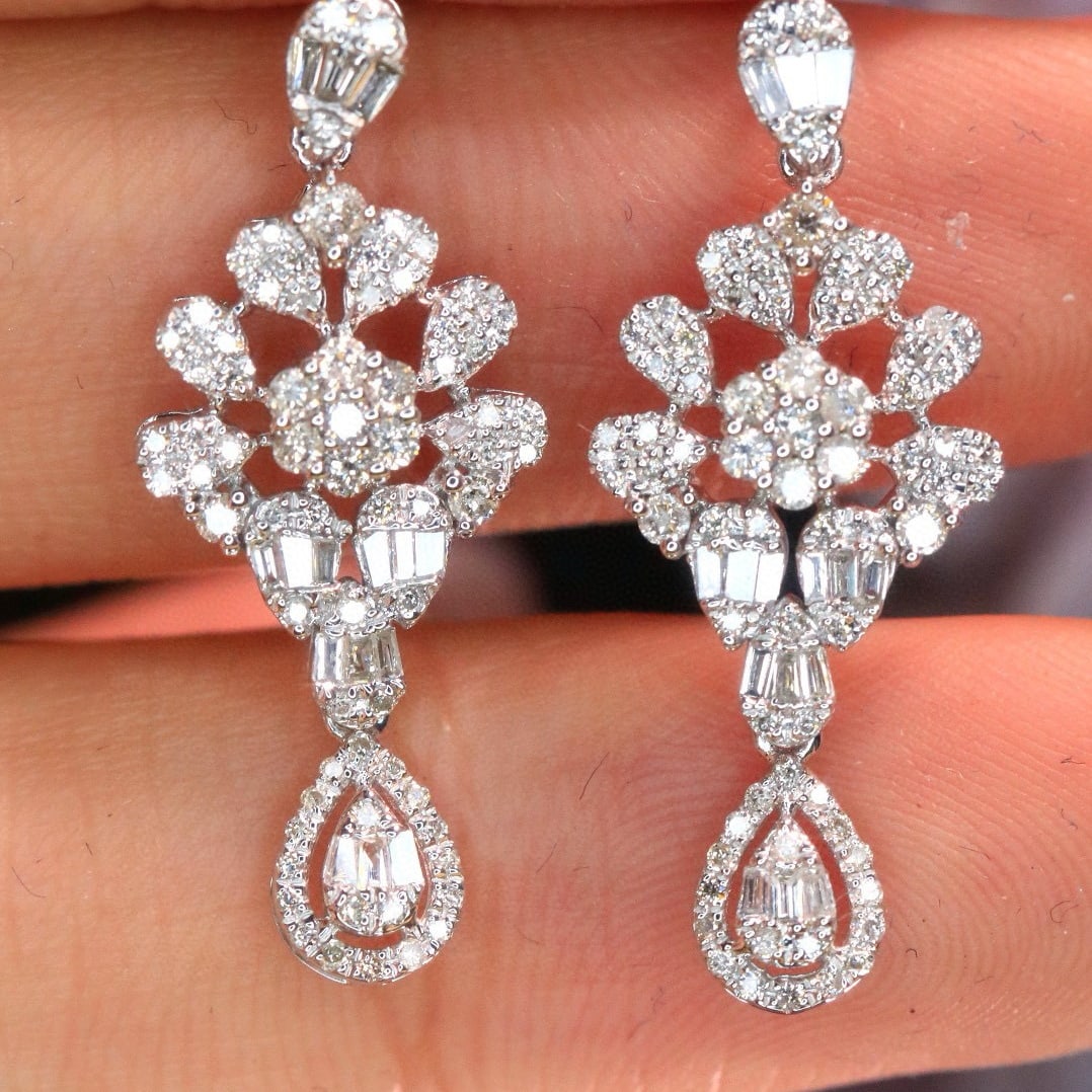 14k Gold 0.8 Ct Natural H Diamond Earrings - 4
