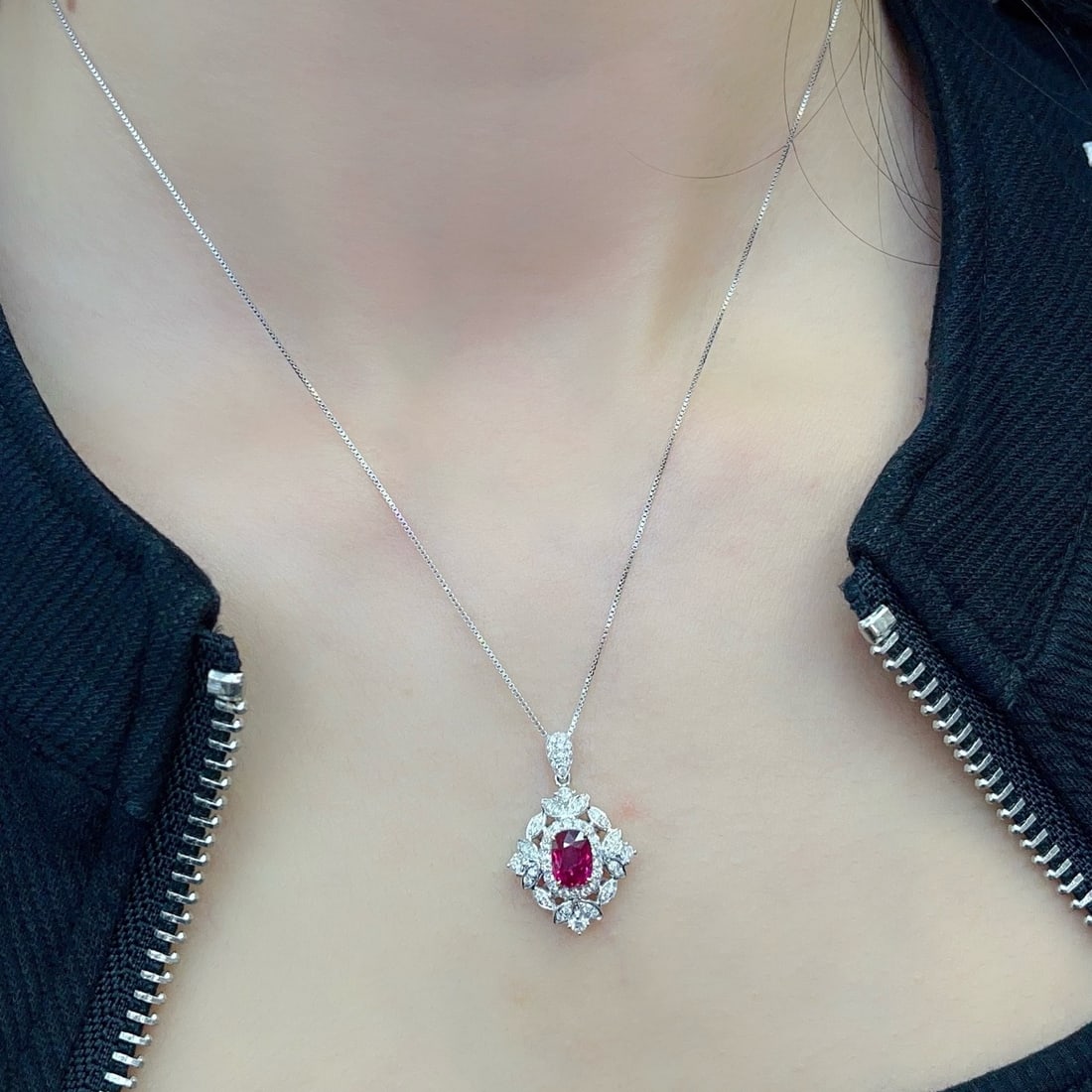 14k Gold 1.53 Ctw Natural Ruby & Diamond Pendant( Without Chain ) - 4