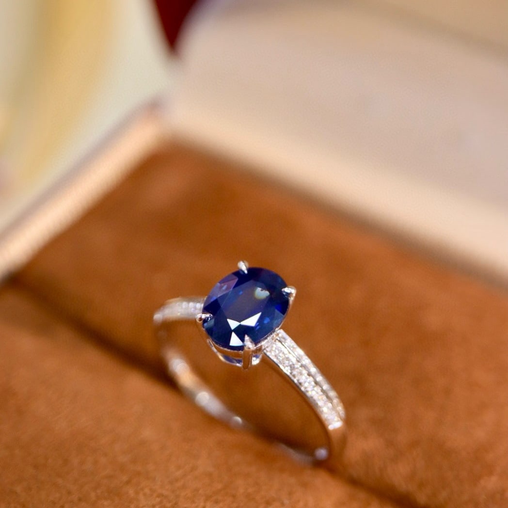 14k Gold 1.65 Ctw Natural Sapphire & Diamond Ring - 3