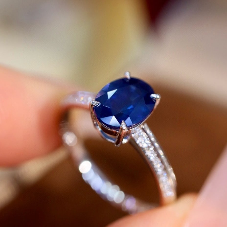 14k Gold 1.65 Ctw Natural Sapphire & Diamond Ring - 6