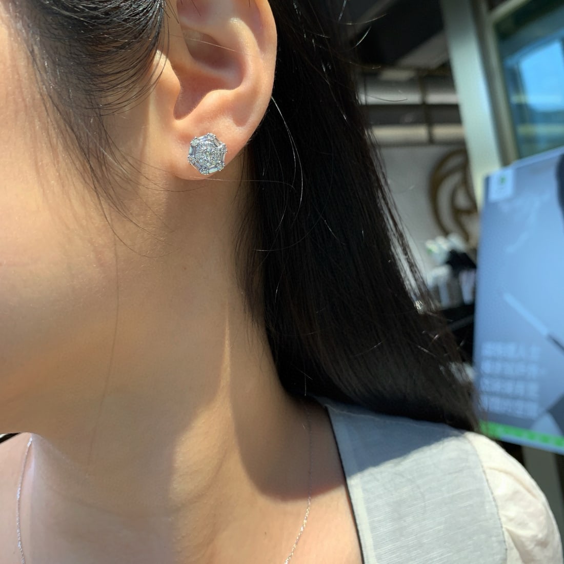 14k Gold 0.9 Ct Natural H Diamond Earrings - 3