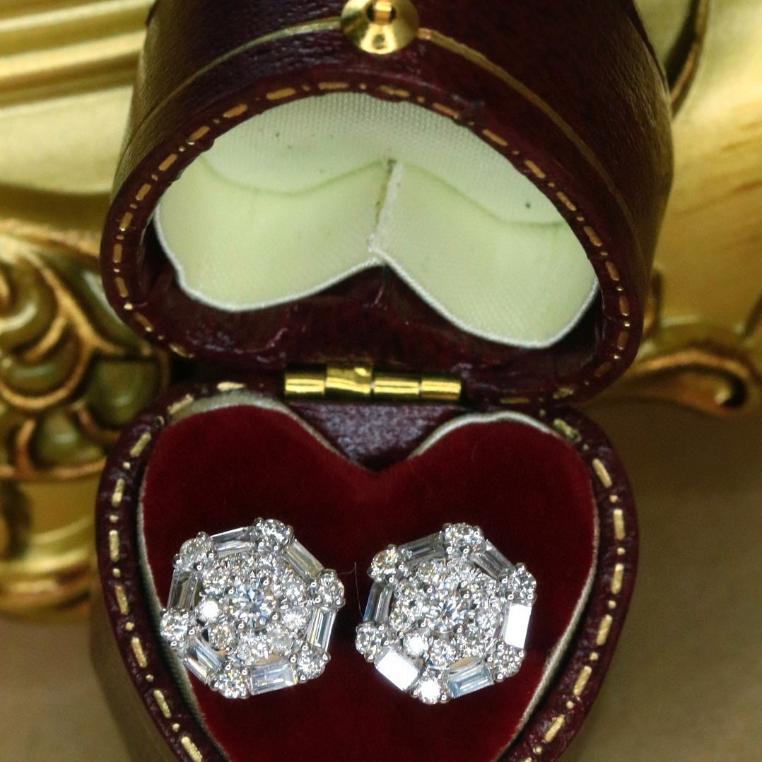 14k Gold 0.9 Ct Natural H Diamond Earrings - 6