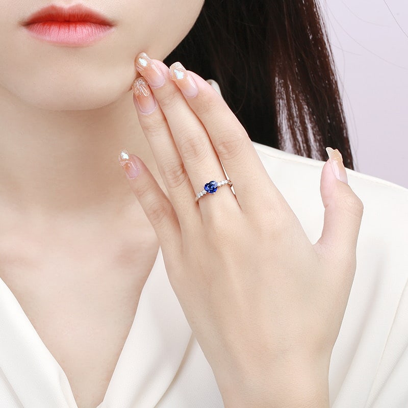 14k Gold 0.98 Ctw Natural Sapphire & Diamond Ring - 3