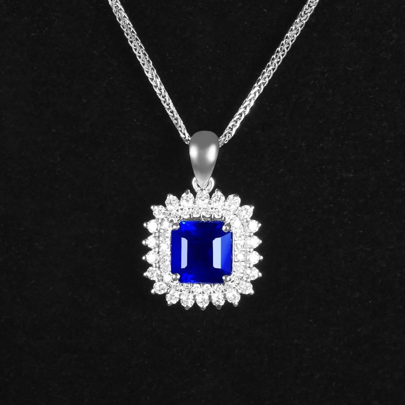 14k Gold 1.37 Ctw Natural Sapphire & Diamond Pendant( Without Chain ): Ref:230958009 // gold content:14k gold // main gemstone:sapphire // shape:octagonal // carat weight:1. 12ct // color:royal blue // treatment:natural // // adjacent gemstone 2 : diamond // number of st