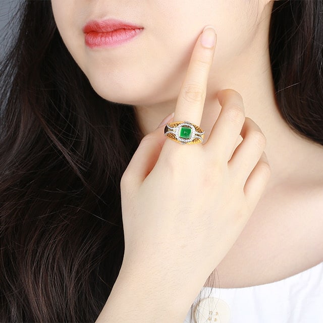 14k Gold 2.61 Ctw Vivid Green Natural Emerald & Diamond Ring - 4