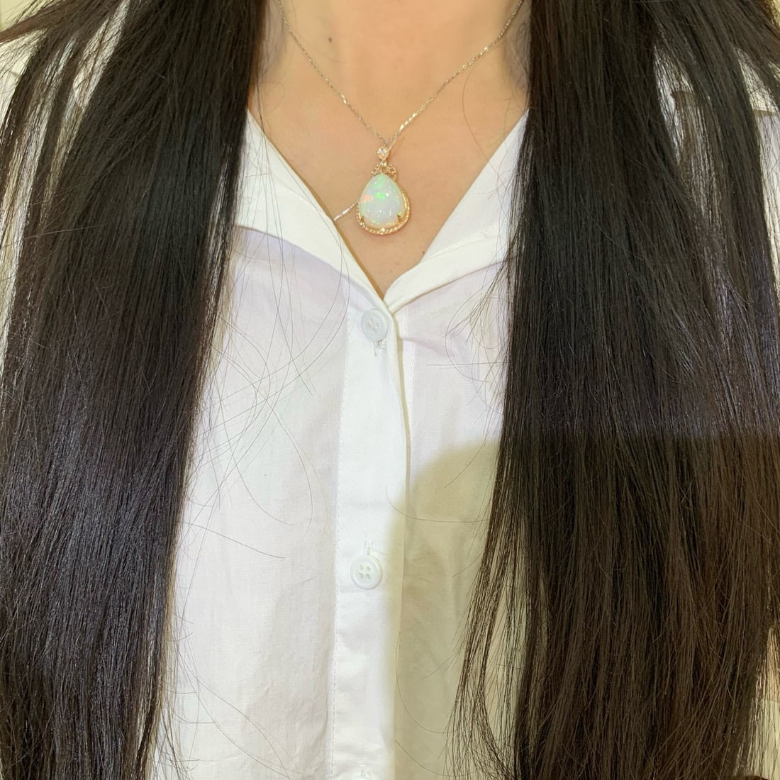 14k Gold 18.74 Ctw Natural Opal & Diamond Pendant( Without Chain ) - 6