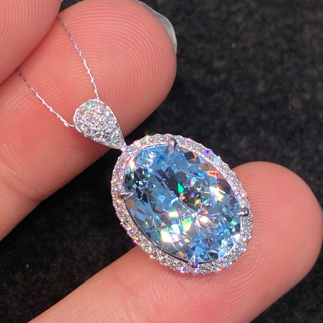 14k Gold 4.85 Ct Natural Aquamarine & Diamond Pendant( Without Chain ) - 4