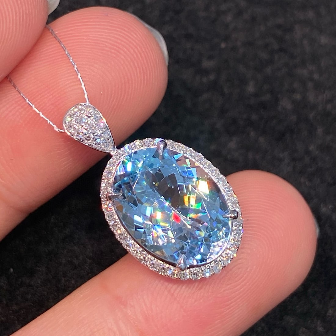 14k Gold 4.85 Ct Natural Aquamarine & Diamond Pendant( Without Chain ) - 5