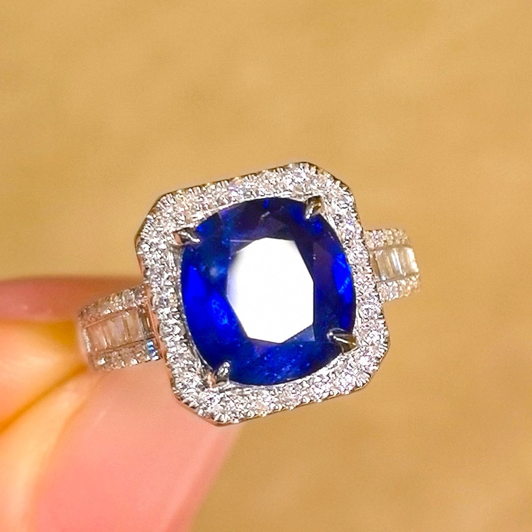 14k Gold 4.64 Ctw Natural Sapphire & Diamond Ring - 4