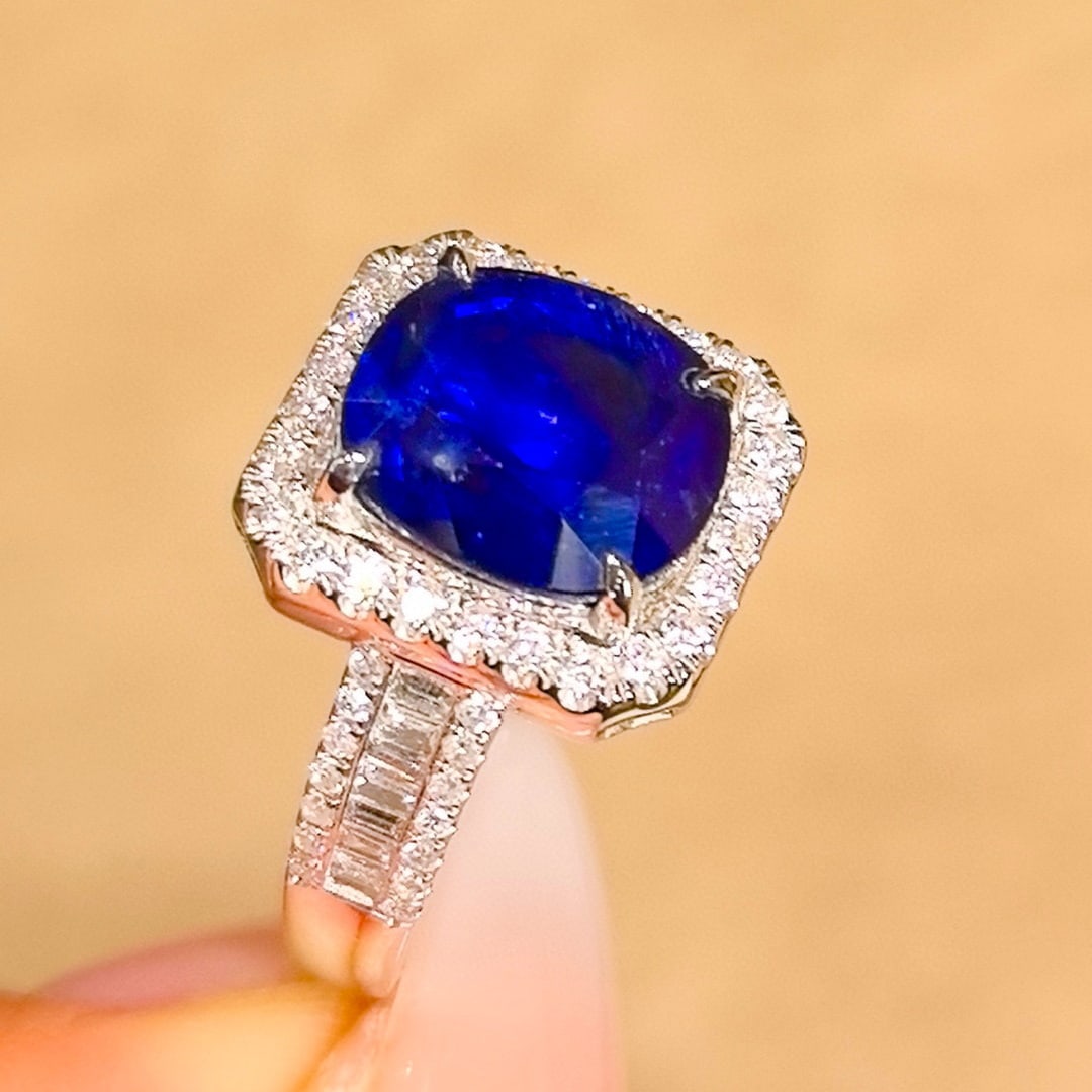 14k Gold 4.64 Ctw Natural Sapphire & Diamond Ring - 5