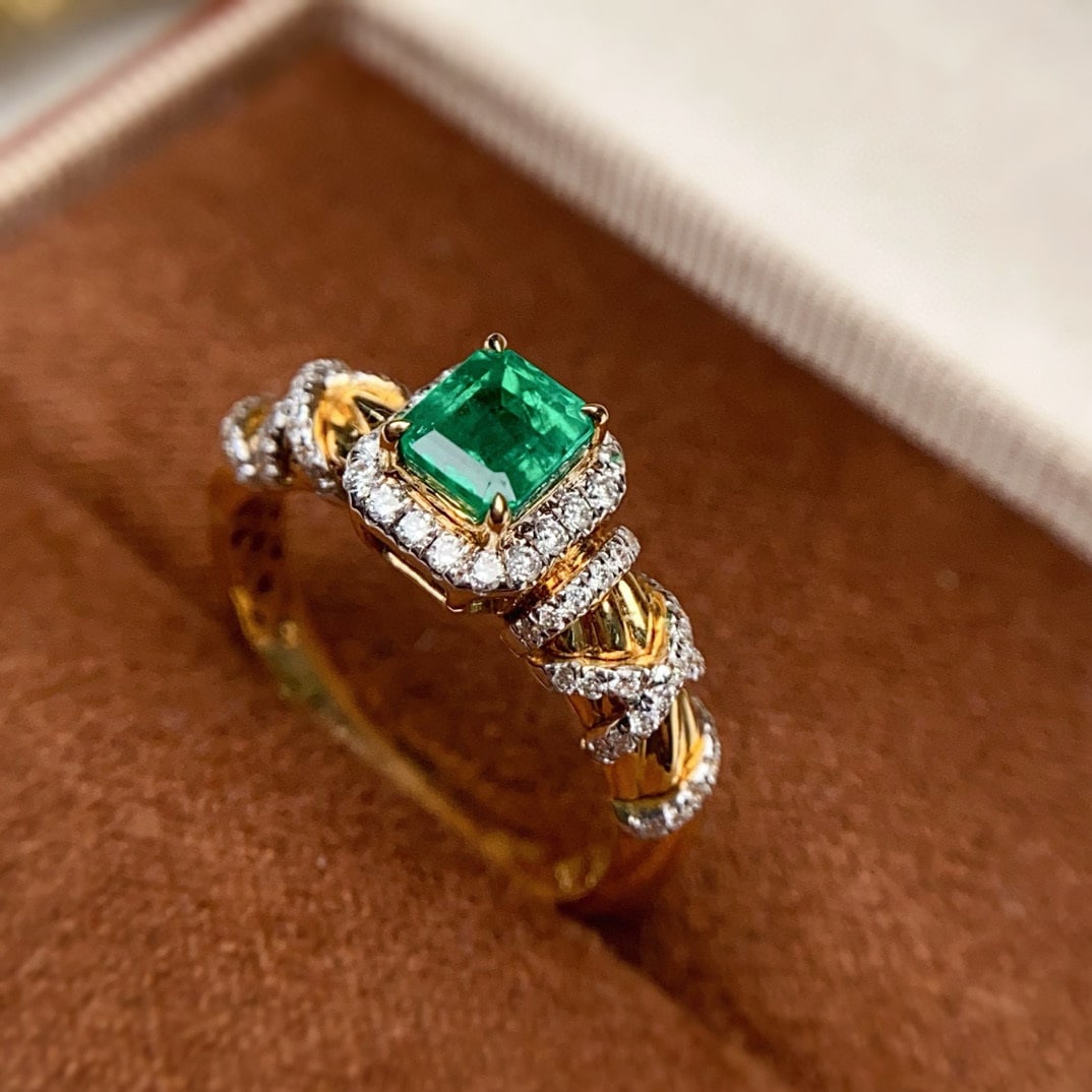 14k Gold 1.03 Ctw Natural Emerald & Diamond Ring - 5