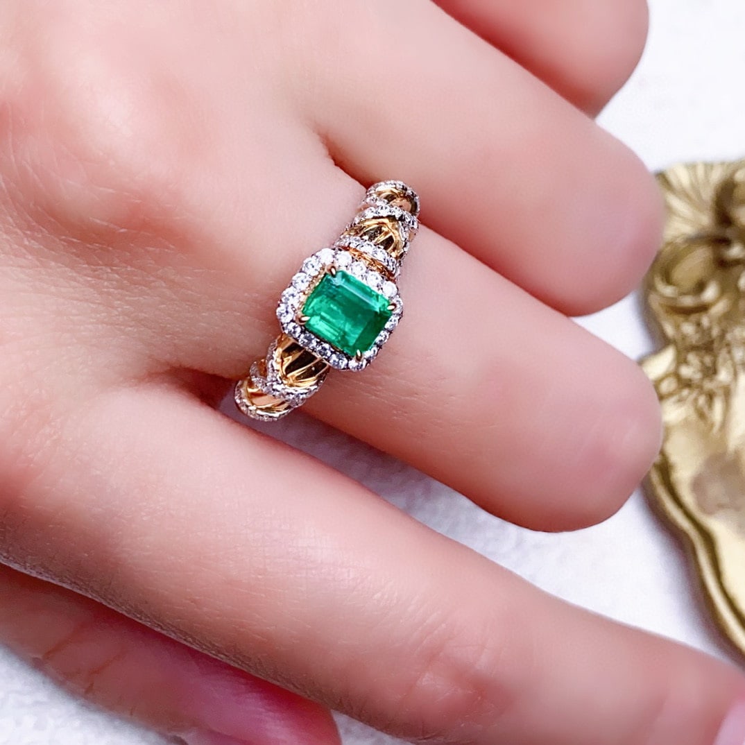 14k Gold 1.03 Ctw Natural Emerald & Diamond Ring - 6
