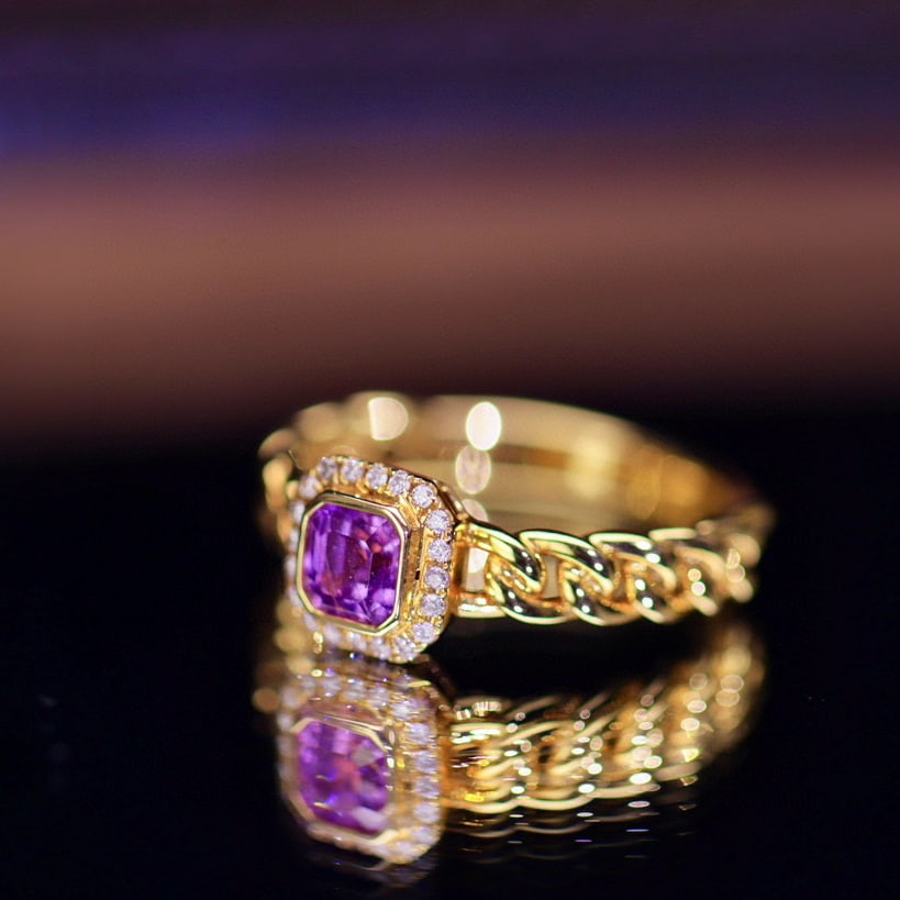 14k Gold 0.84 Ctw Natural Sapphire & Diamond Ring - 6