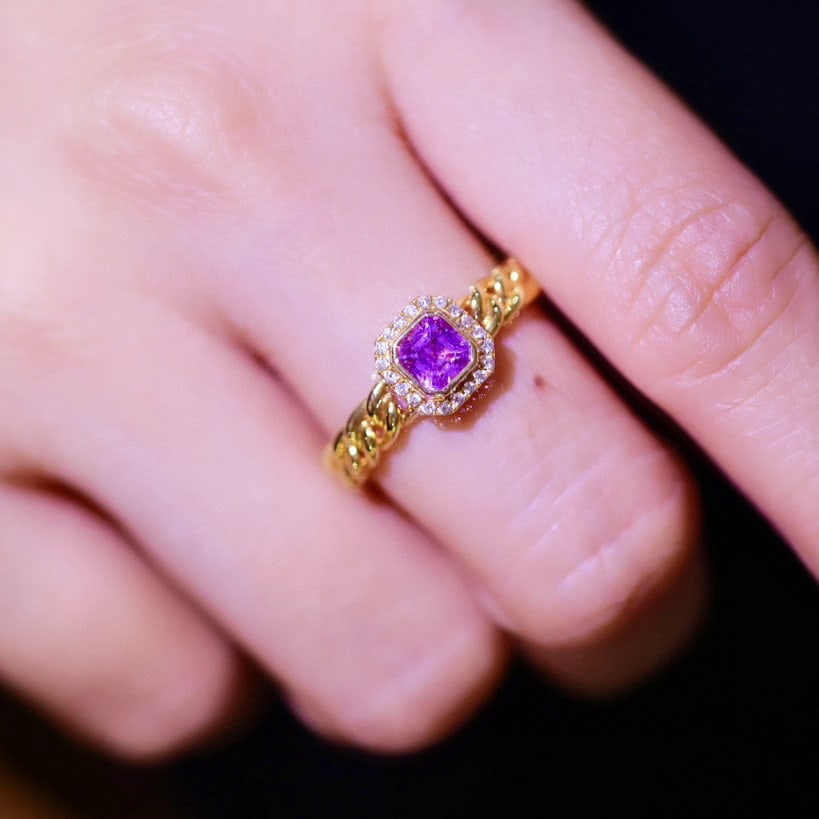 14k Gold 0.84 Ctw Natural Sapphire & Diamond Ring - 8