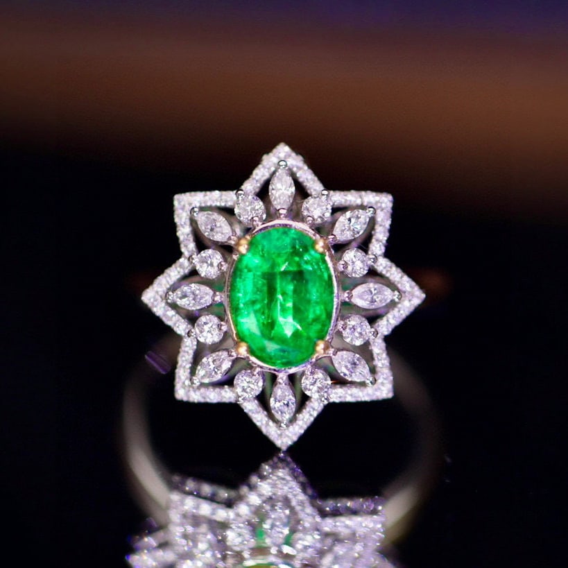 14k Gold 1.75 Ctw Vivid Green Natural Emerald & Diamond Ring/pendant( Without Chain ) - 4