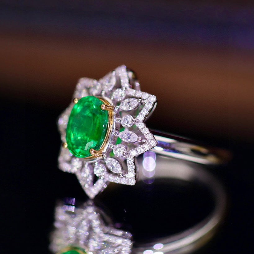 14k Gold 1.75 Ctw Vivid Green Natural Emerald & Diamond Ring/pendant( Without Chain ) - 5