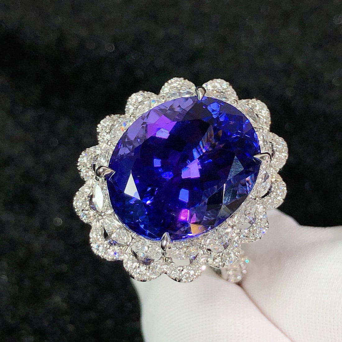 14k Gold 14.10 Ctw Natural Tanzanite & Diamond Ring/pendant( Without Chain ) - 2