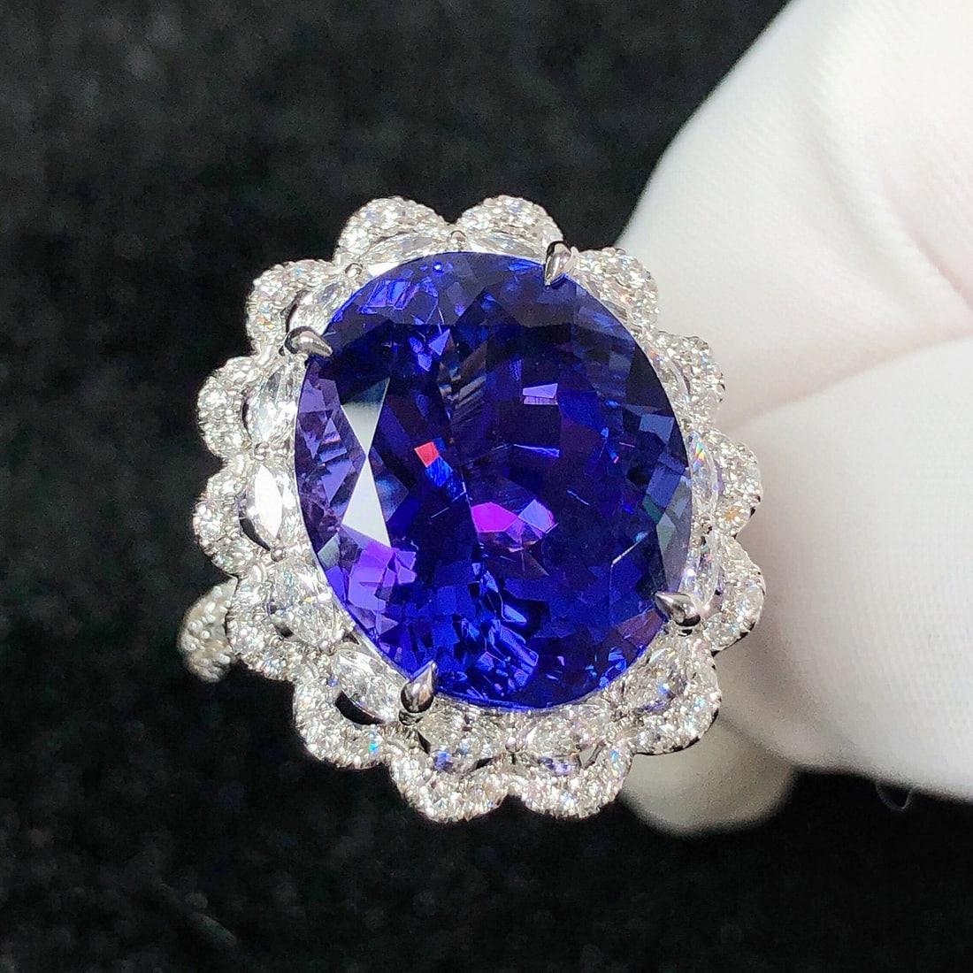 14k Gold 14.10 Ctw Natural Tanzanite & Diamond Ring/pendant( Without Chain ) - 3