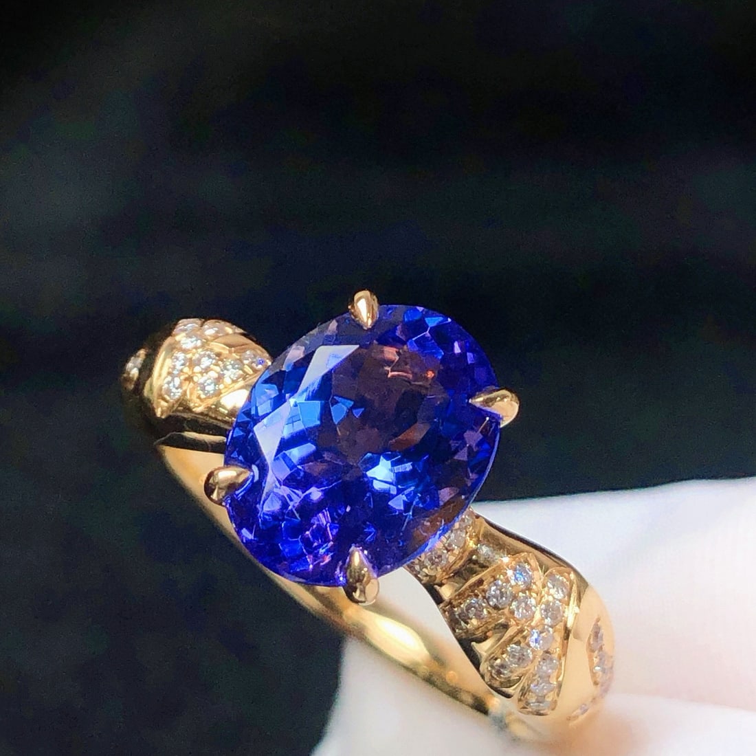 14k Gold 2.82 Ctw Natural Tanzanite & Diamond Ring - 3