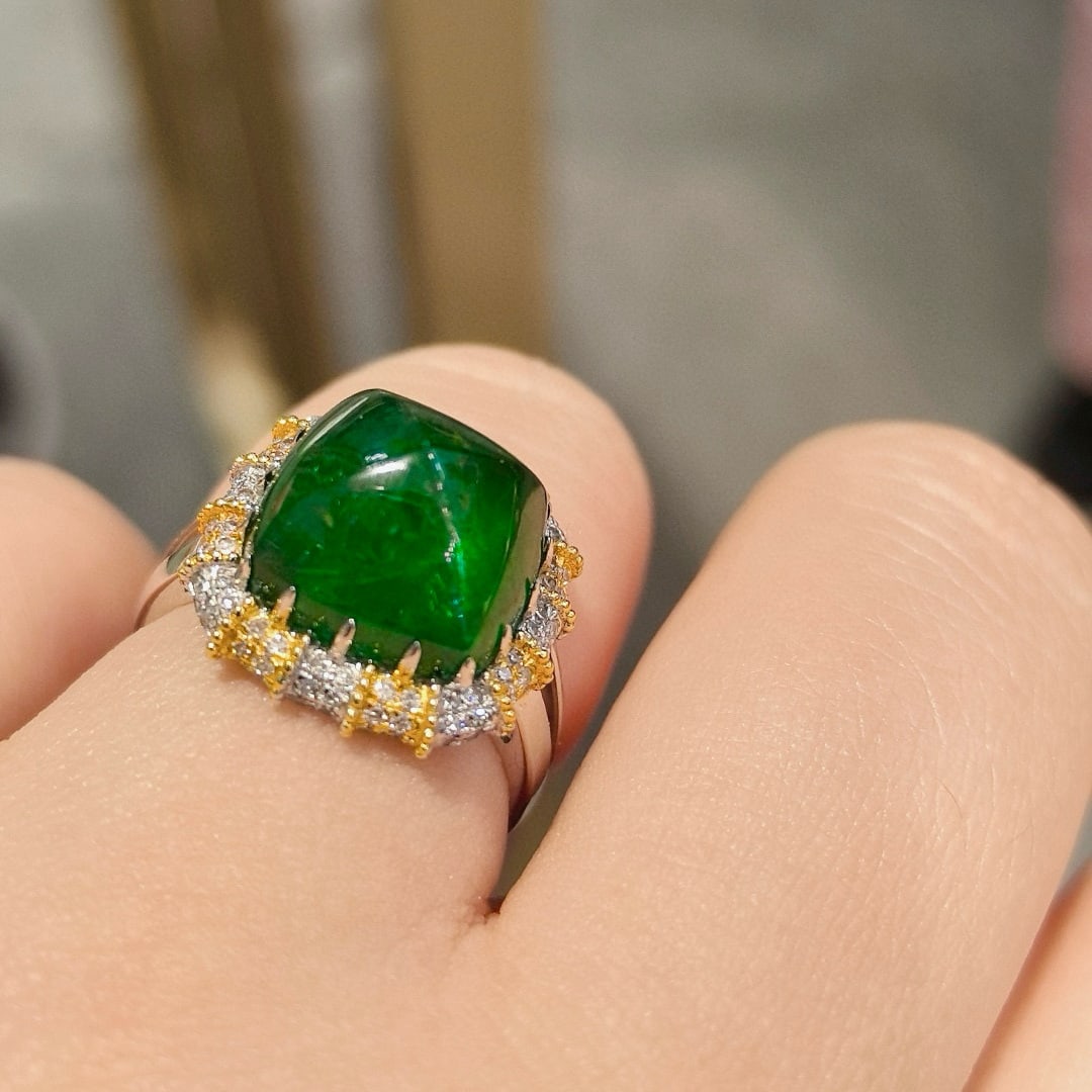 14k Gold 9.57 Ctw Natural Emerald & Diamond Ring - 5