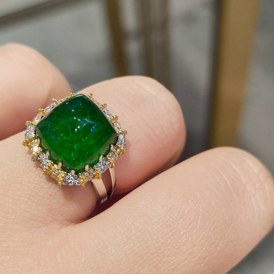 14k Gold 9.57 Ctw Natural Emerald & Diamond Ring - 6