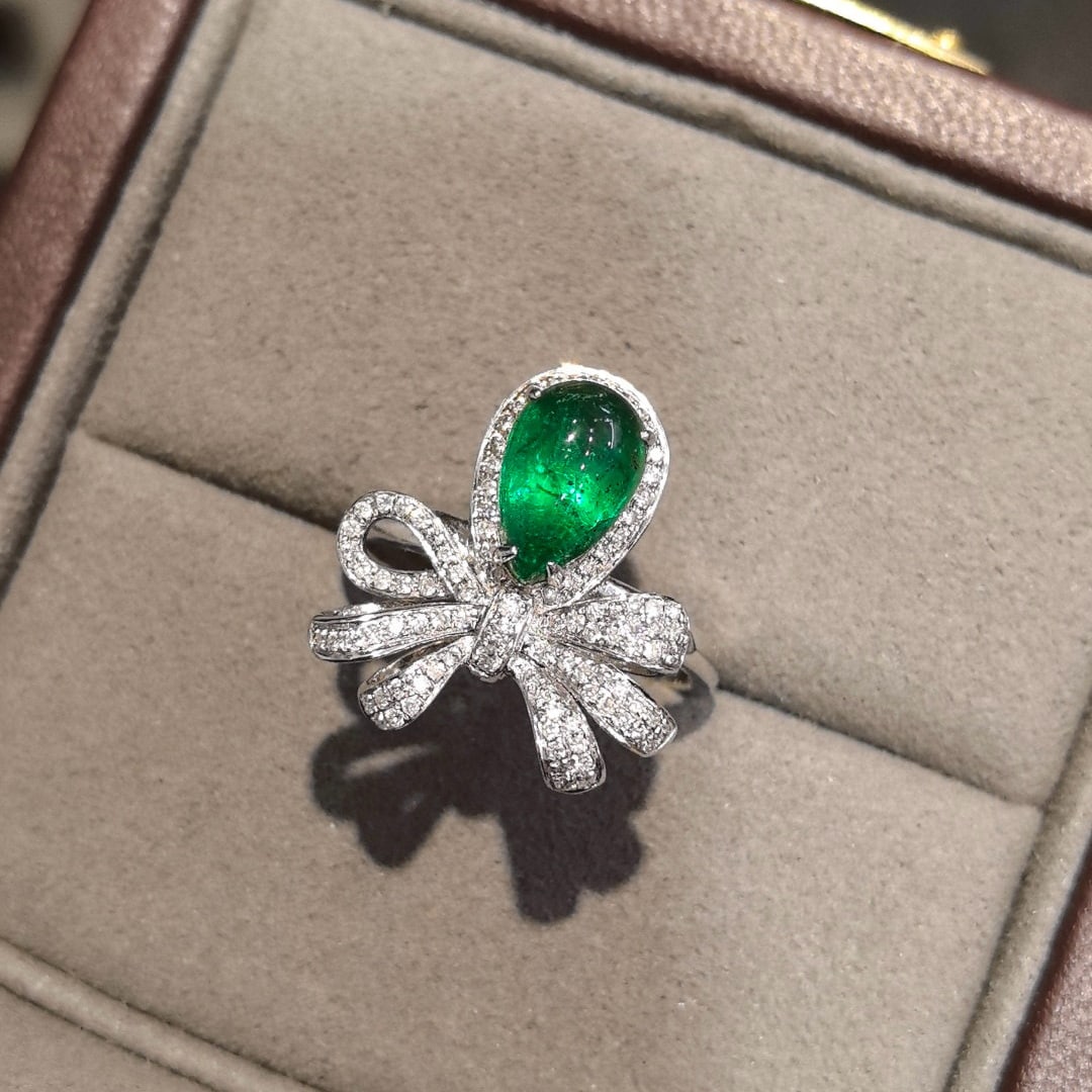 14k Gold 2.14 Ctw Vivid Green Natural Emerald & Diamond Ring - 6