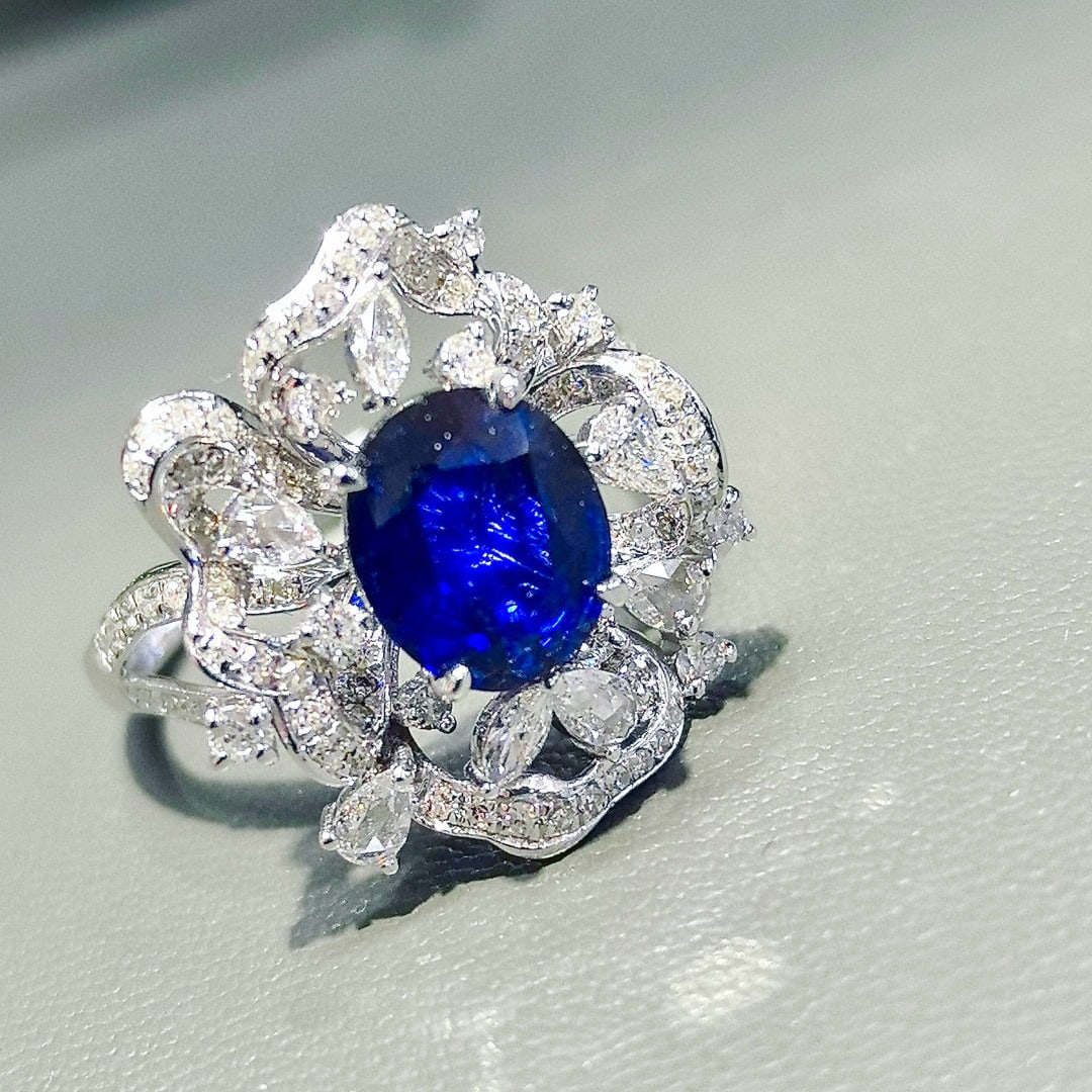 14k Gold 2.73 Ctw Natural Sapphire & Diamond Ring - 5