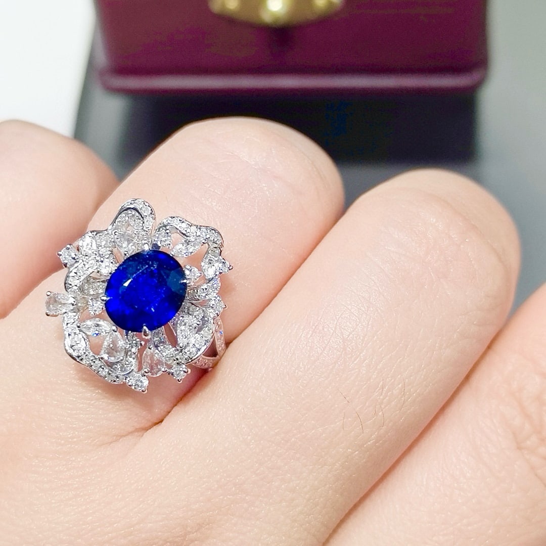 14k Gold 2.73 Ctw Natural Sapphire & Diamond Ring - 6