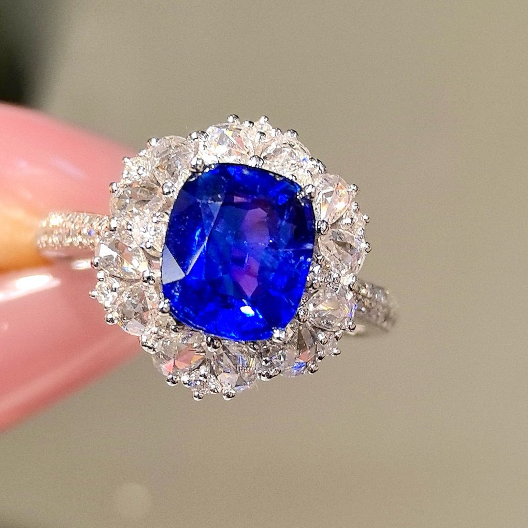 14k Gold 2.77 Ctw Natural Sapphire & Diamond Ring - 3