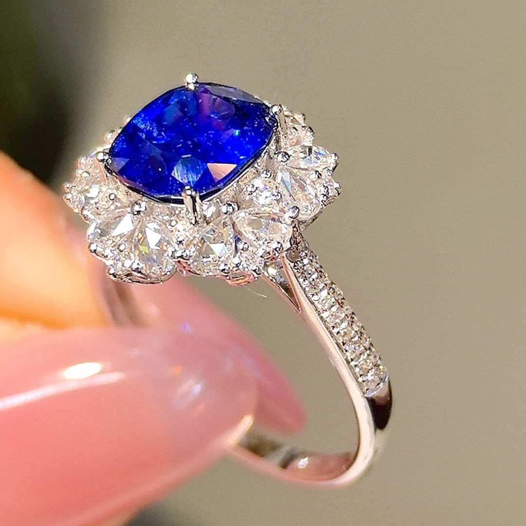 14k Gold 2.77 Ctw Natural Sapphire & Diamond Ring - 5