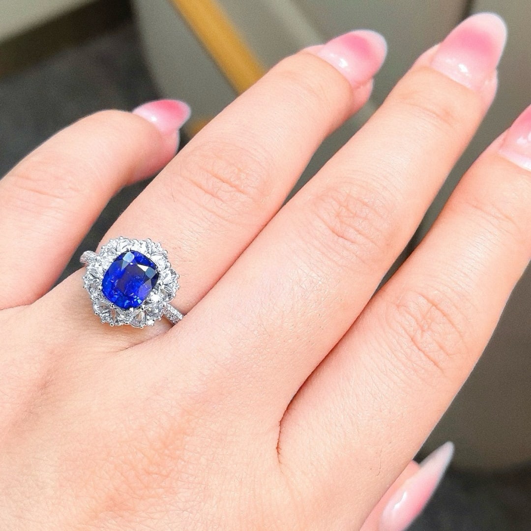 14k Gold 2.77 Ctw Natural Sapphire & Diamond Ring - 6