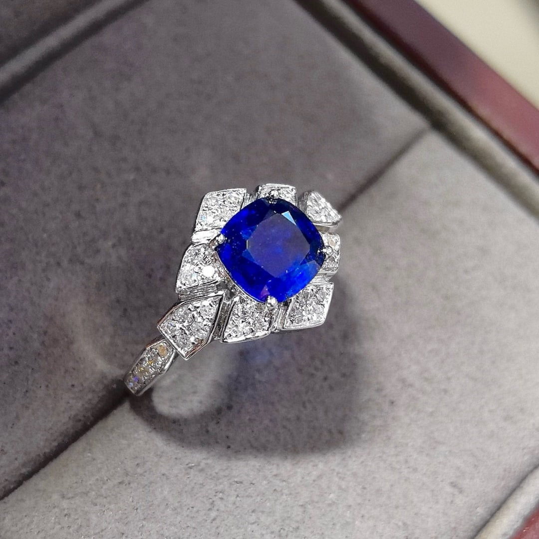 14k Gold 1.97 Ctw Natural Sapphire & Diamond Ring - 2