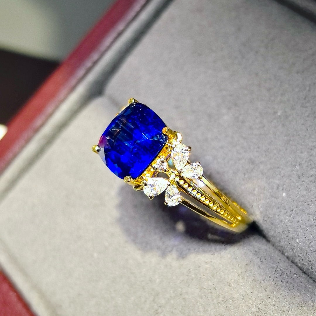 14k Gold 2.69 Ctw Natural Sapphire & Diamond Ring - 5