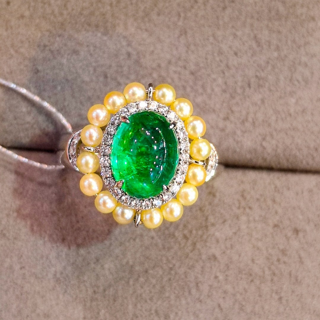 14k Gold 2.66 Ctw Vivid Green Natural Emerald & Diamond Ring - 3