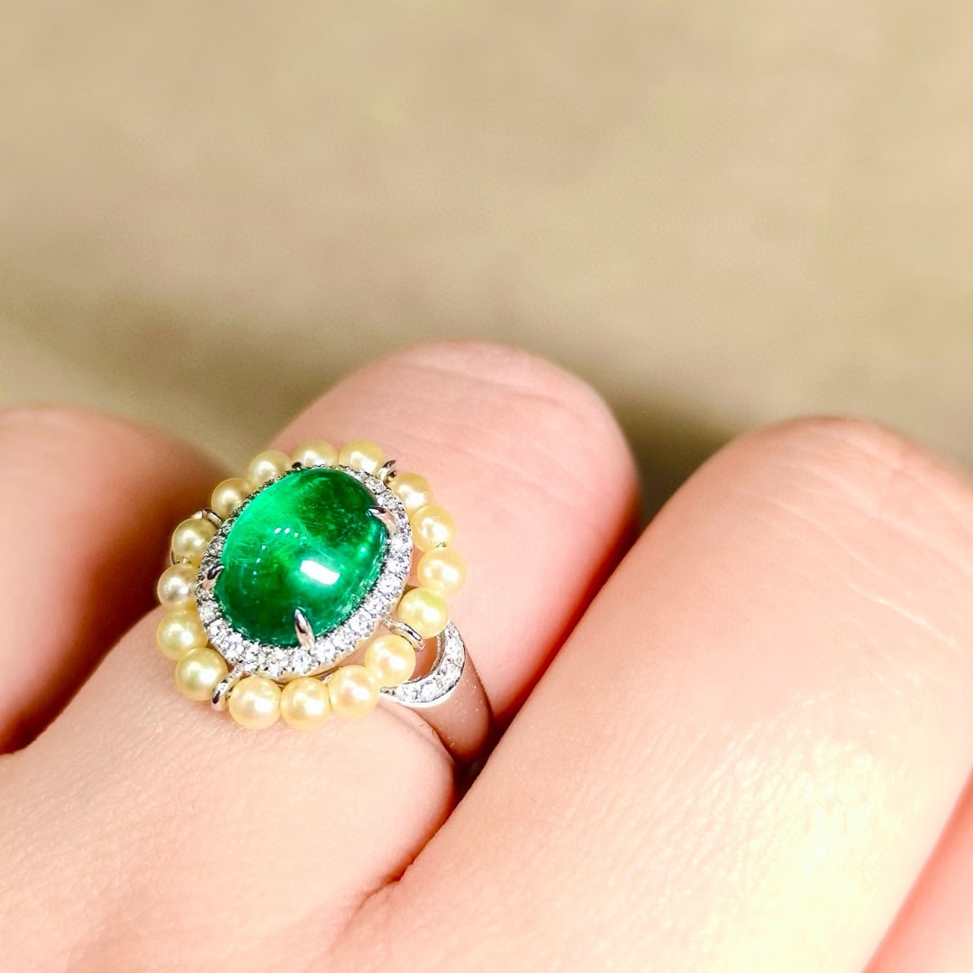 14k Gold 2.66 Ctw Vivid Green Natural Emerald & Diamond Ring - 7