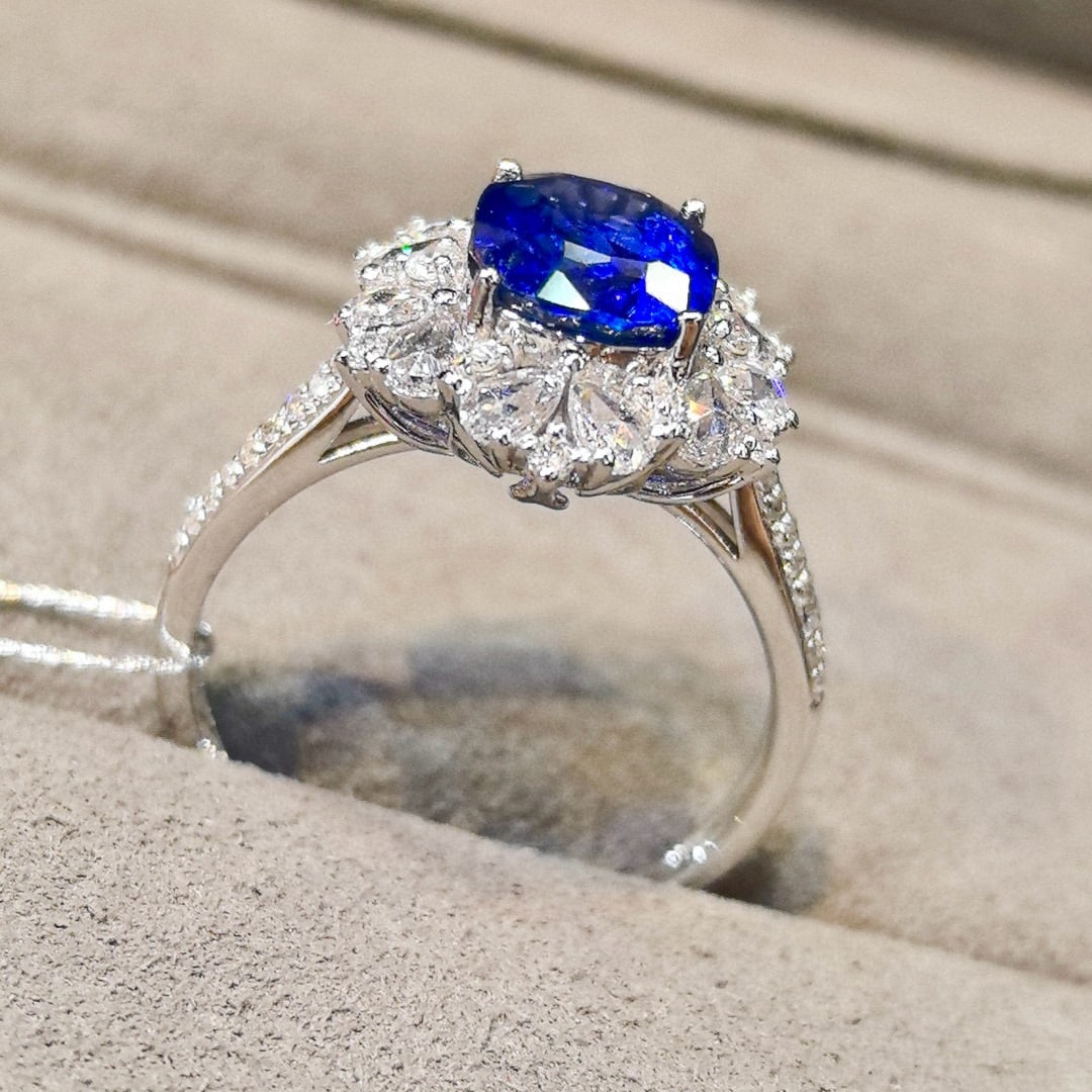 14k Gold 2.77 Ctw Natural Sapphire & Diamond Ring - 5