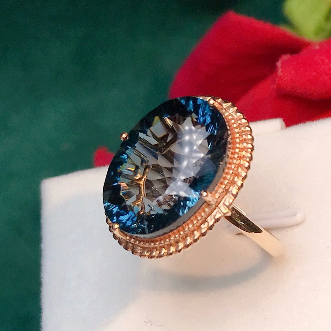 14k Gold 16.05 Ct Natural Topaz Ring - 5