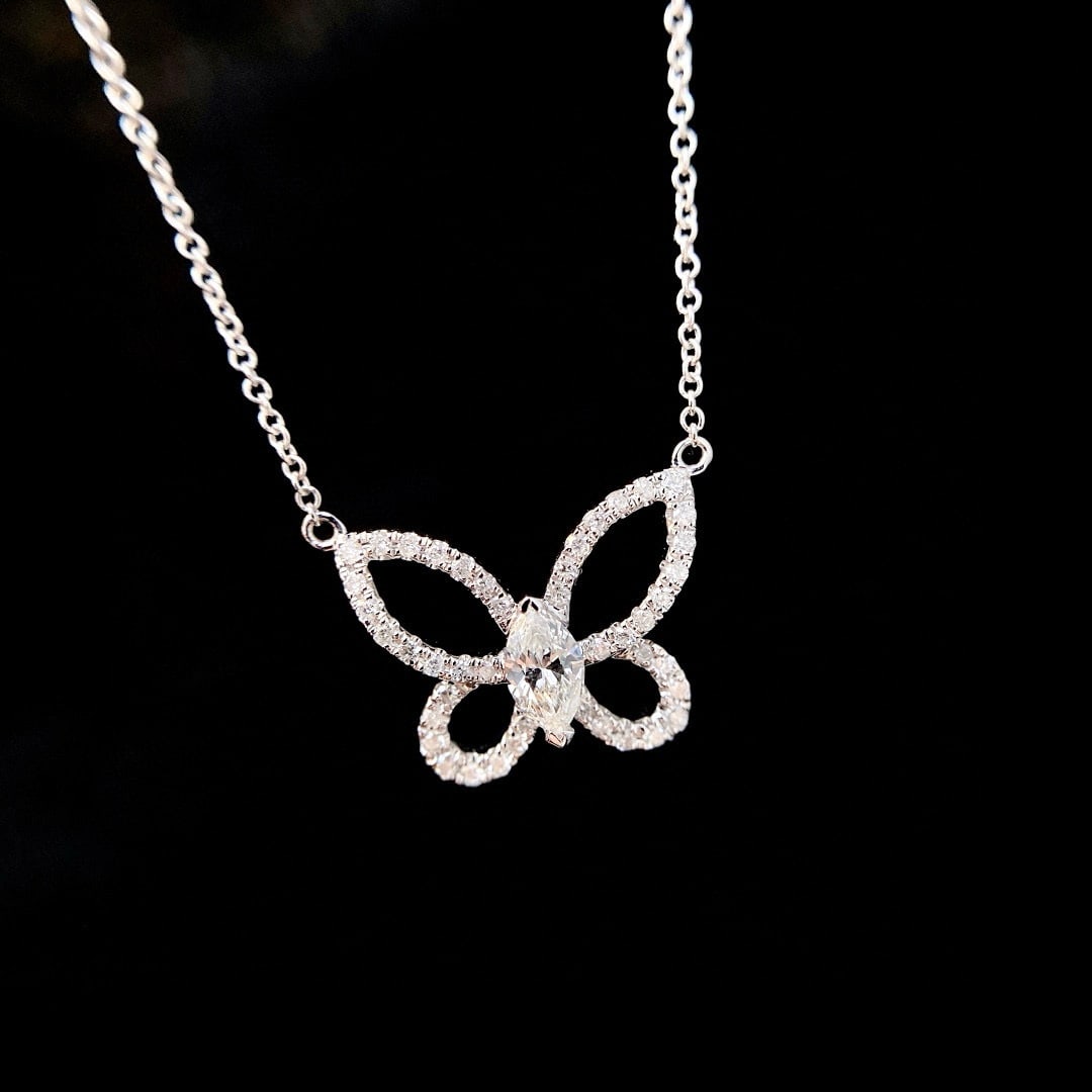 14k Gold 0.28 Ct Natural H Diamond Necklace - 3