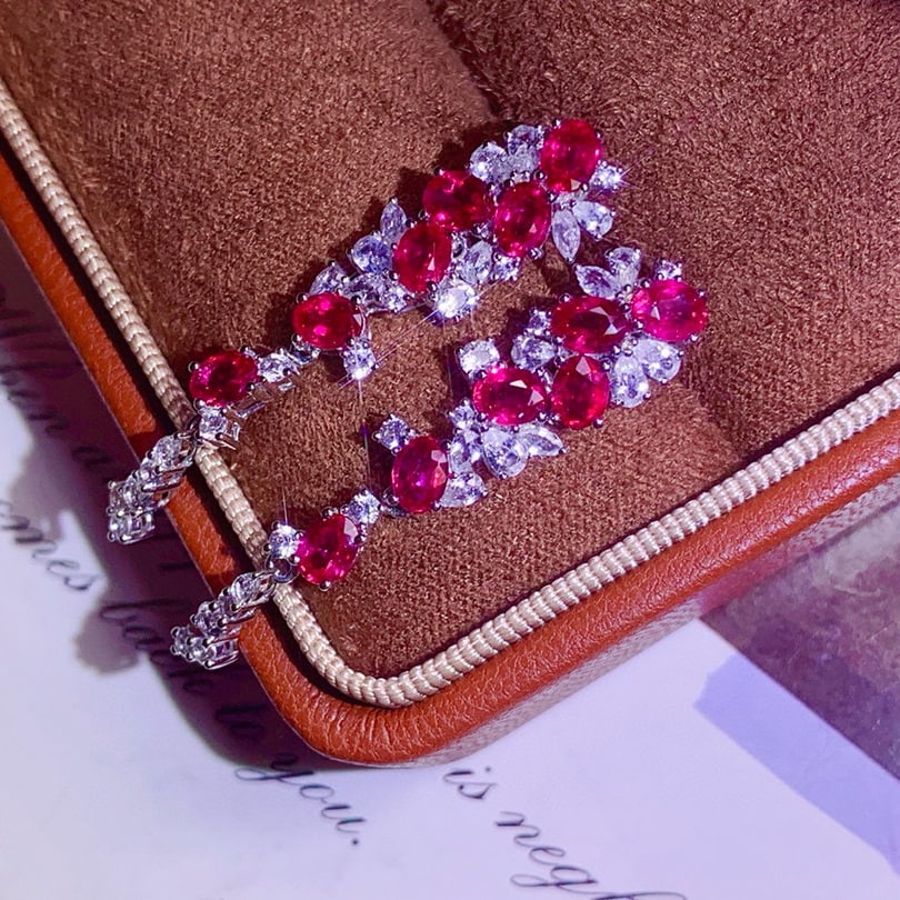 14k Gold 4.31 Ctw Natural Ruby & Sapphire Earrings - 2