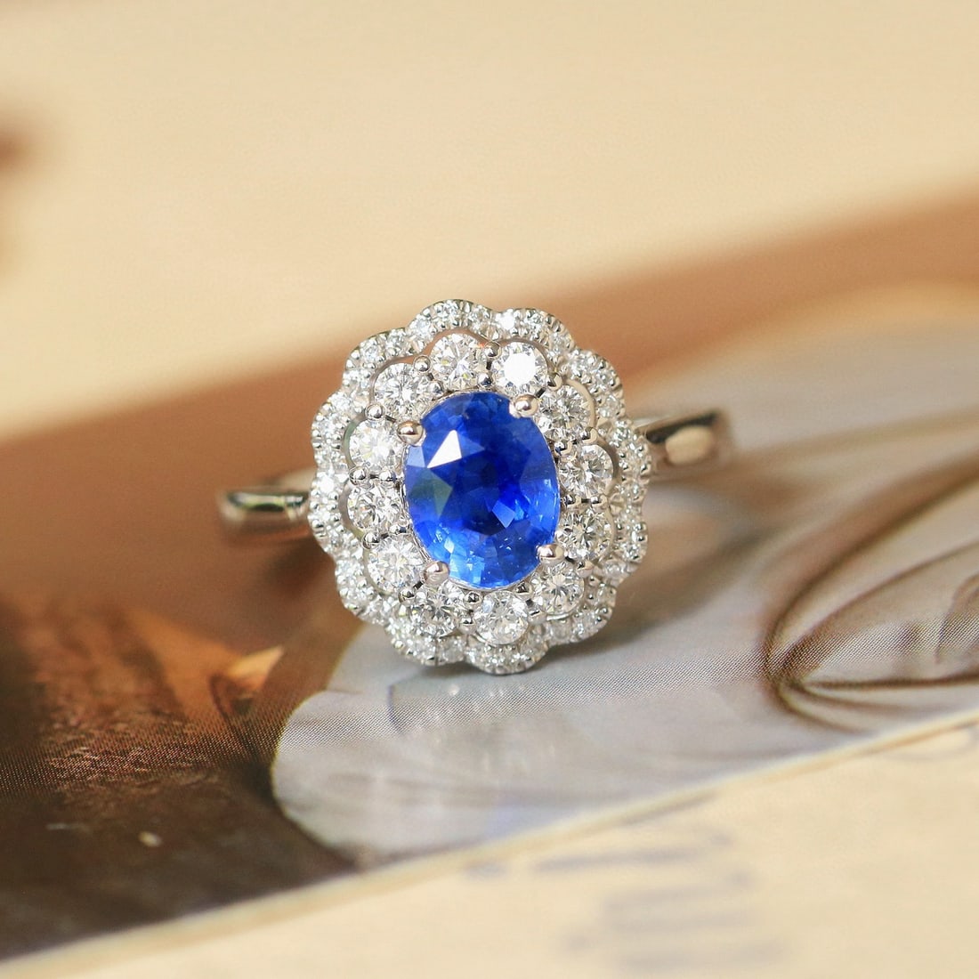 14k Gold 2.16 Ctw Natural Sapphire & Diamond Ring - 2