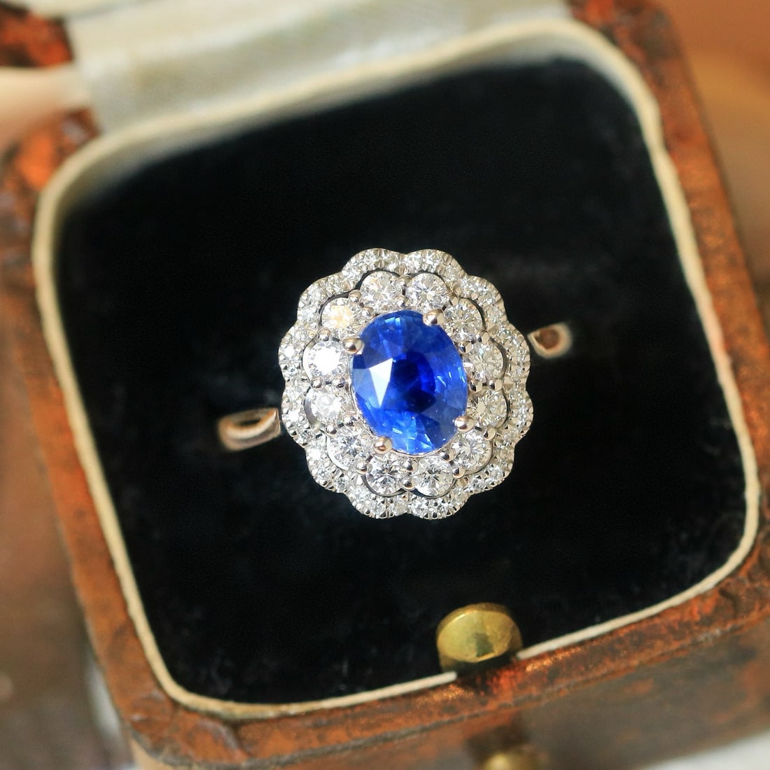 14k Gold 2.16 Ctw Natural Sapphire & Diamond Ring - 3