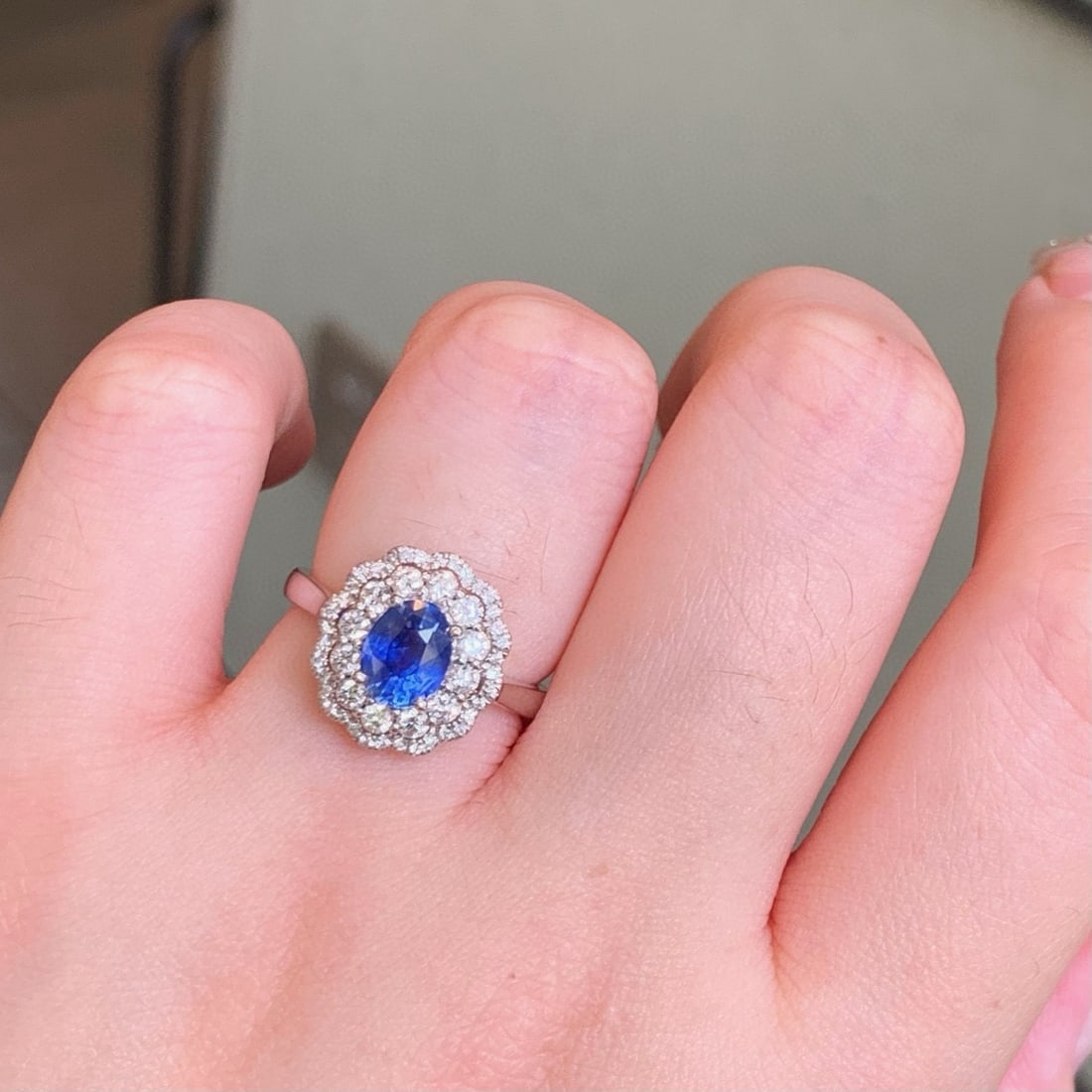 14k Gold 2.16 Ctw Natural Sapphire & Diamond Ring - 7