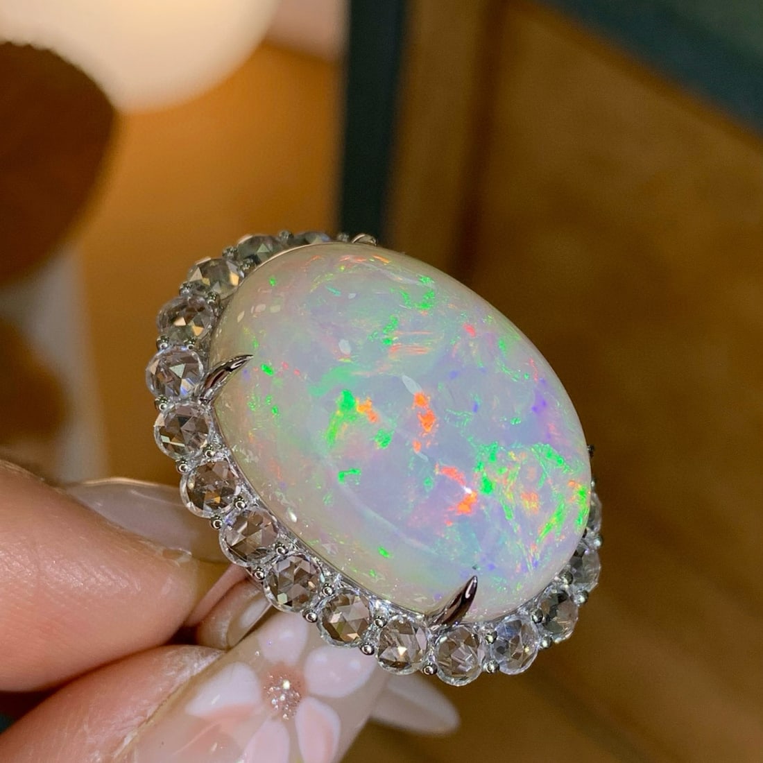 14k Gold 21.44 Ctw Natural Opal & Sapphire Ring - 2