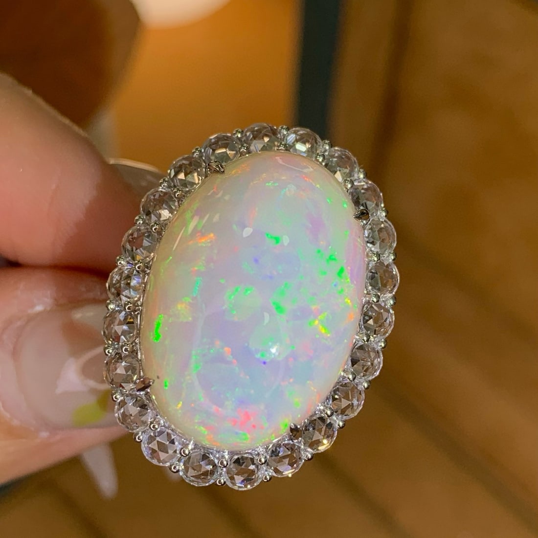 14k Gold 21.44 Ctw Natural Opal & Sapphire Ring - 3